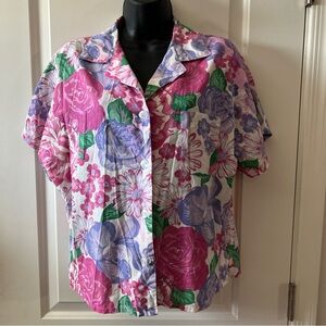 Vintage Diane Von Furstenberg Short Sleeve Collared Beach Shirt